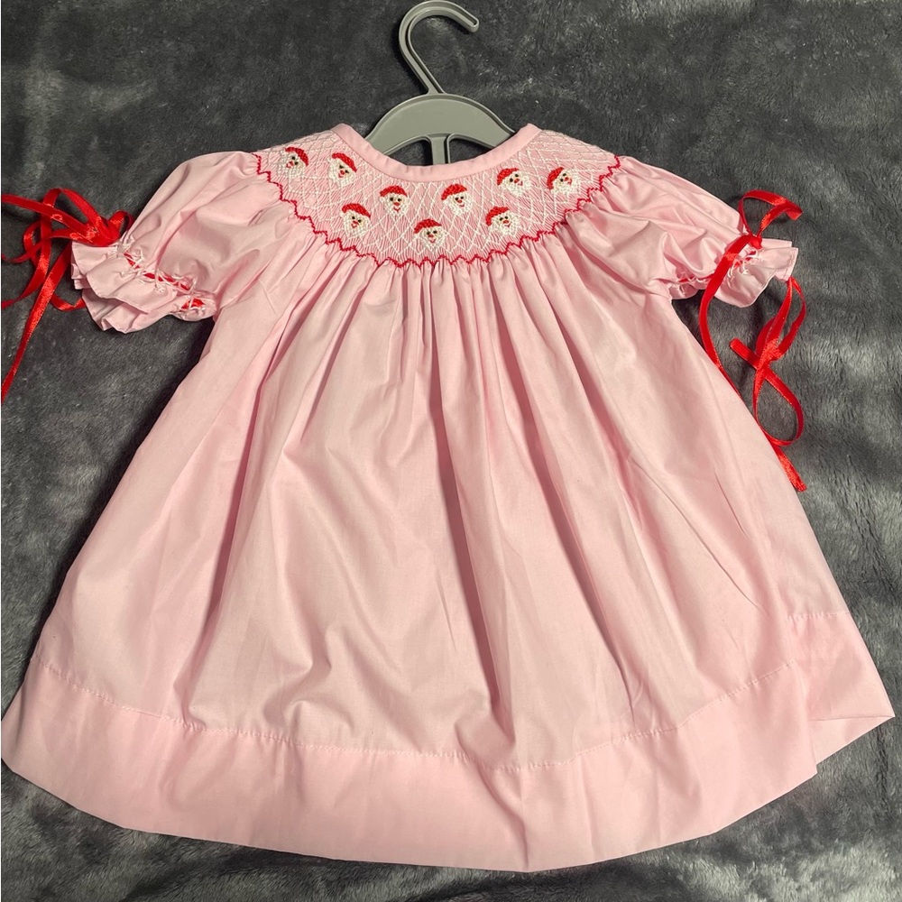 Pink Smocked Christmas Dress